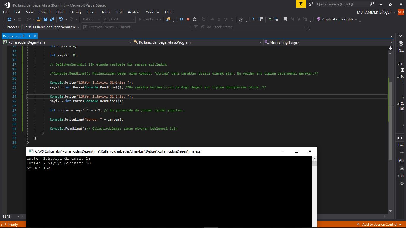 kullanıcıdan değer alma 2 