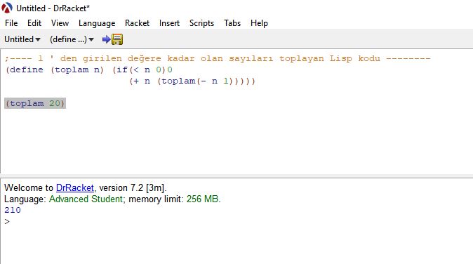 Lisp Dili kod örneği