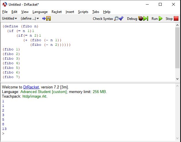 lisp programlama dili fibonacci