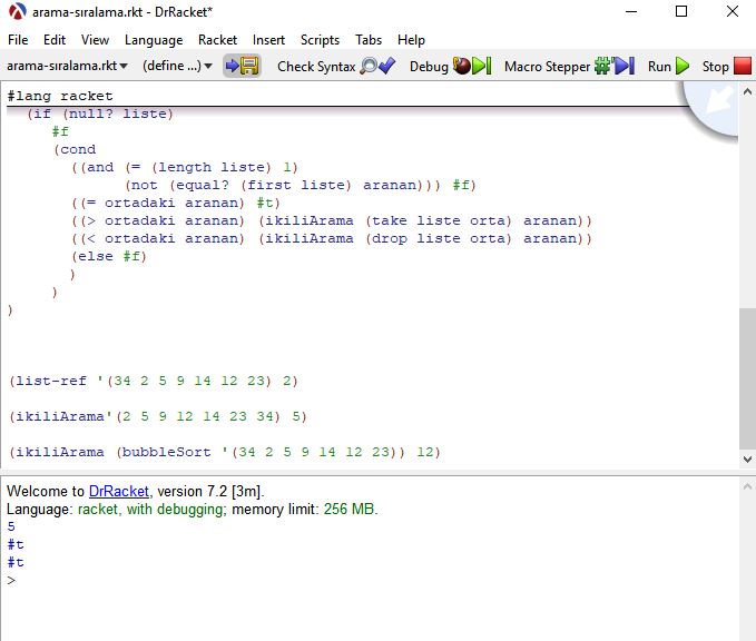 ikili arama çıktısı